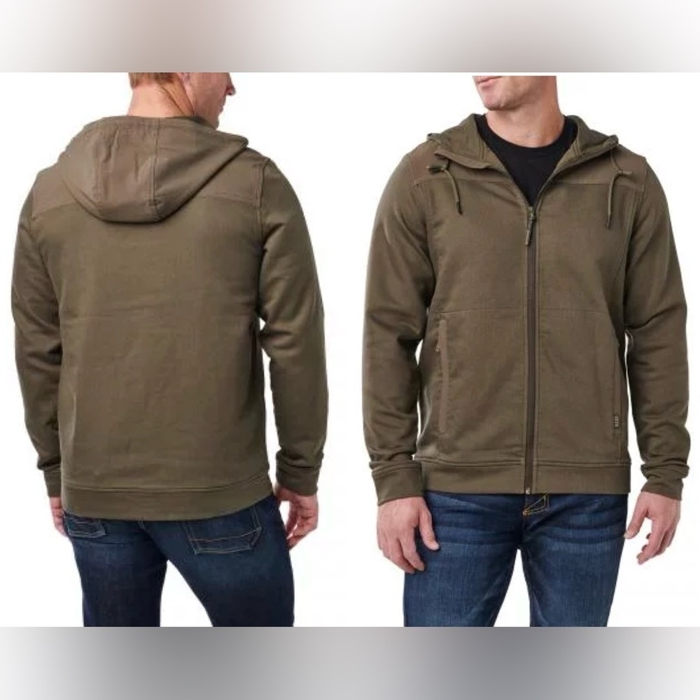 5.11 Tactical Plummet Jacket Mens S Ranger Green Full Zip Hooded Rugged Comfort
